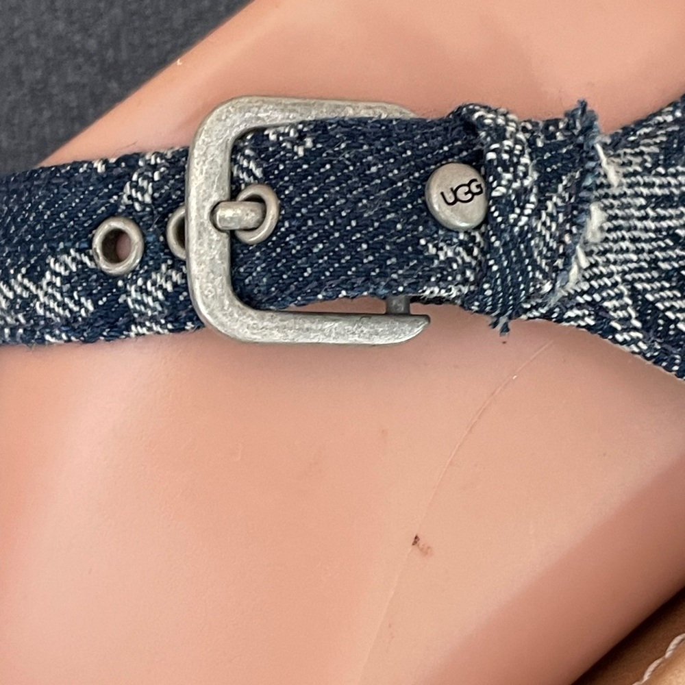 Ugg Atasha Monogram Denim Wedge Sandals size 8 - Picture 11 of 13